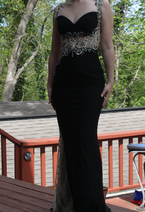 03 Black with Gemstone Floor Length