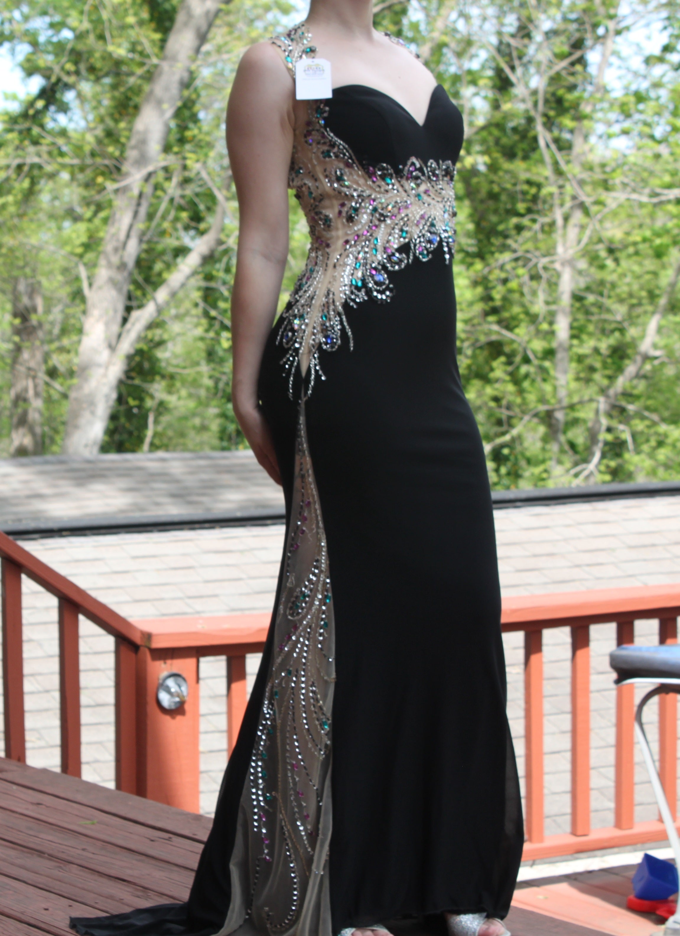 03 Black with Gemstone Floor Length