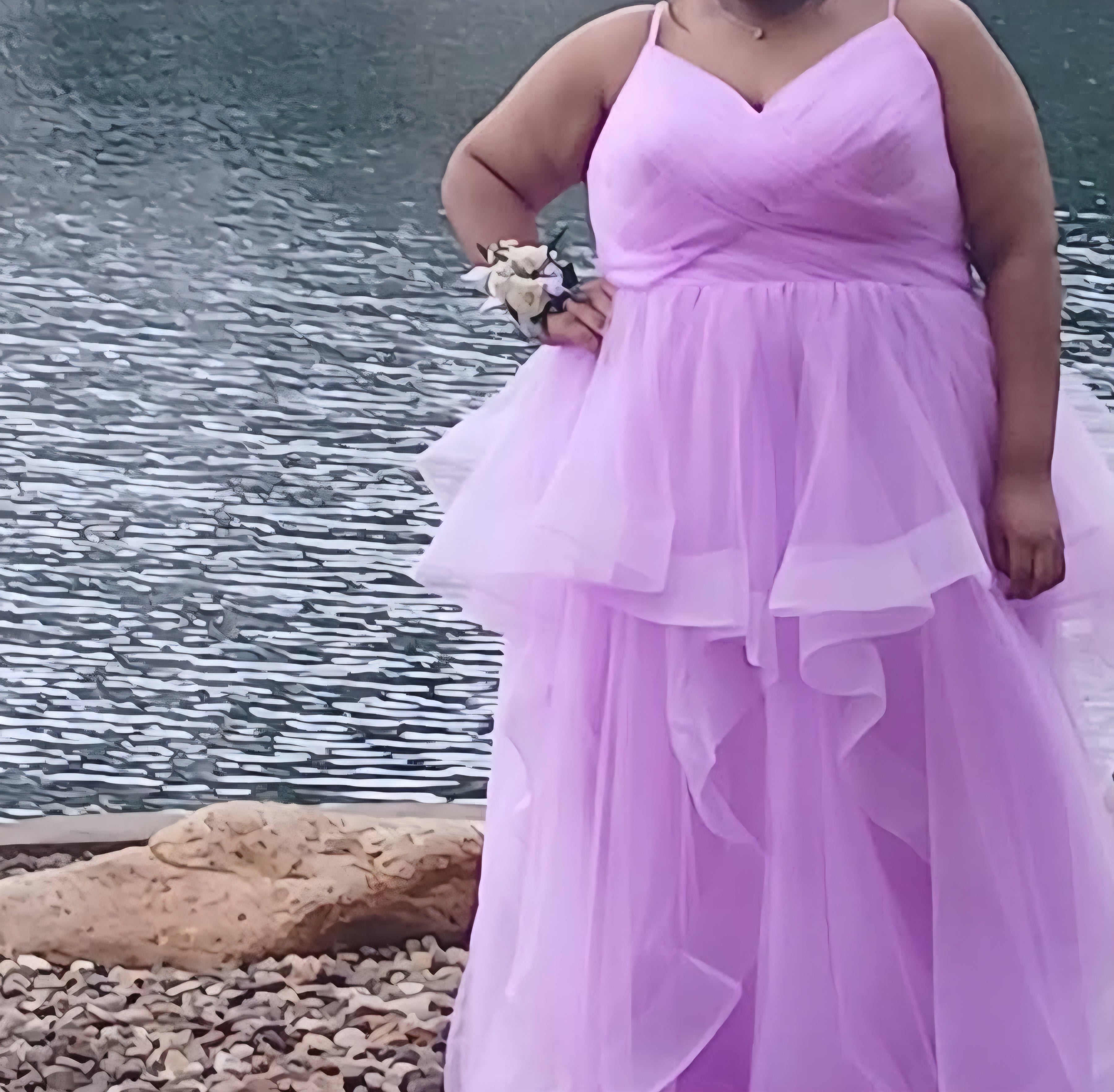 93 Light Pink Ruffled prom dress