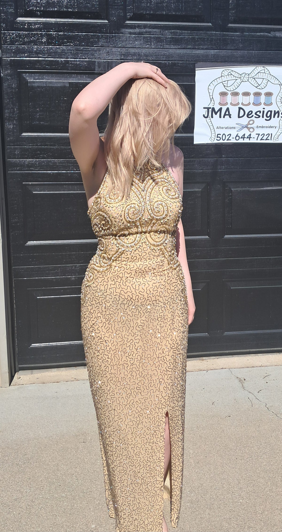 40 Vintage Alyce Designs Gold beaded Dress