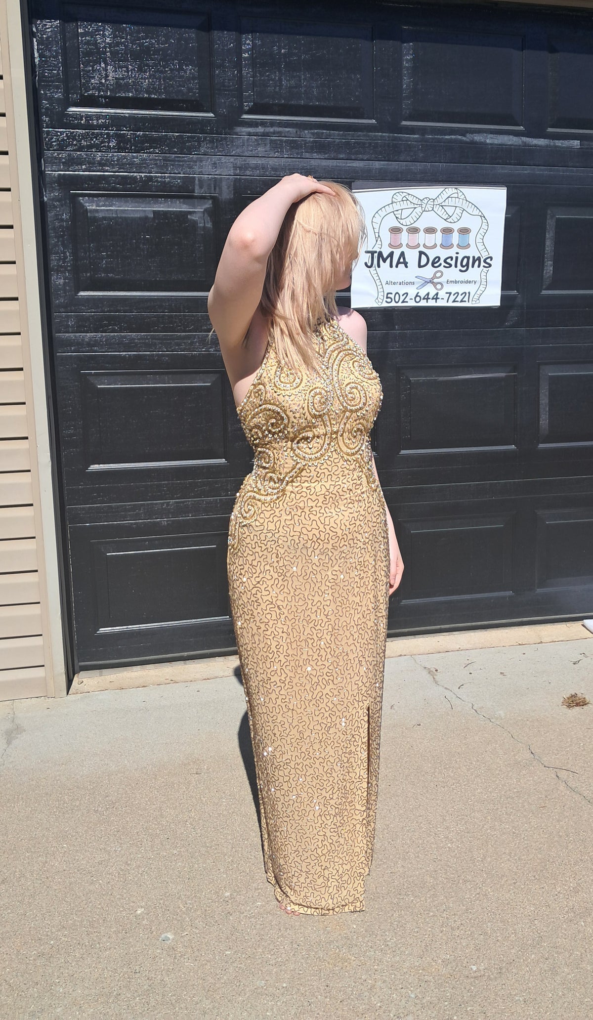 40 Vintage Alyce Designs Gold beaded Dress