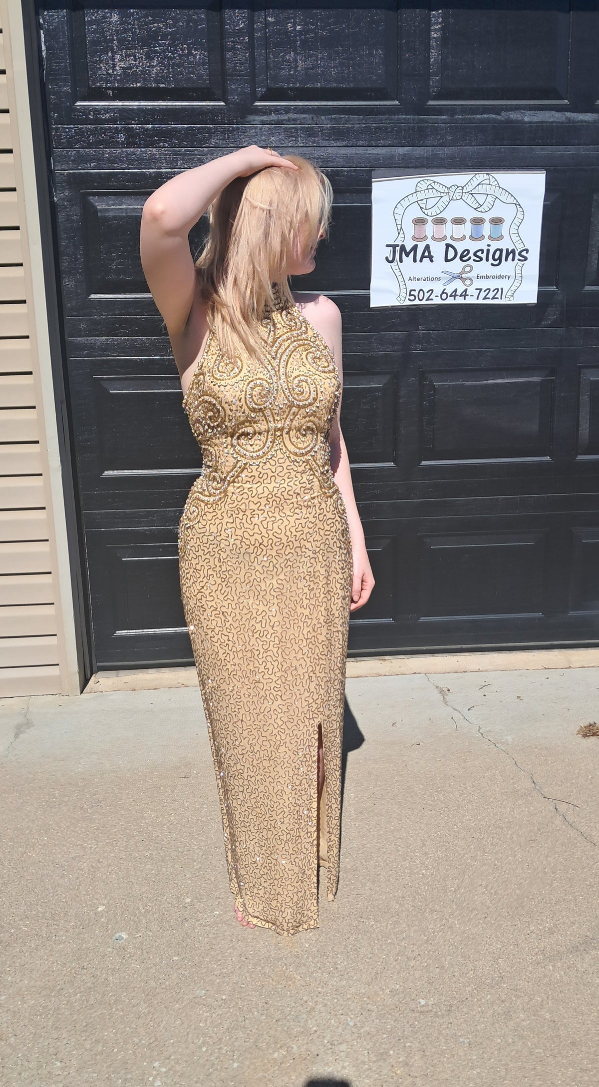 40 Vintage Alyce Designs Gold beaded Dress