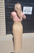 40 Vintage Alyce Designs Gold beaded Dress