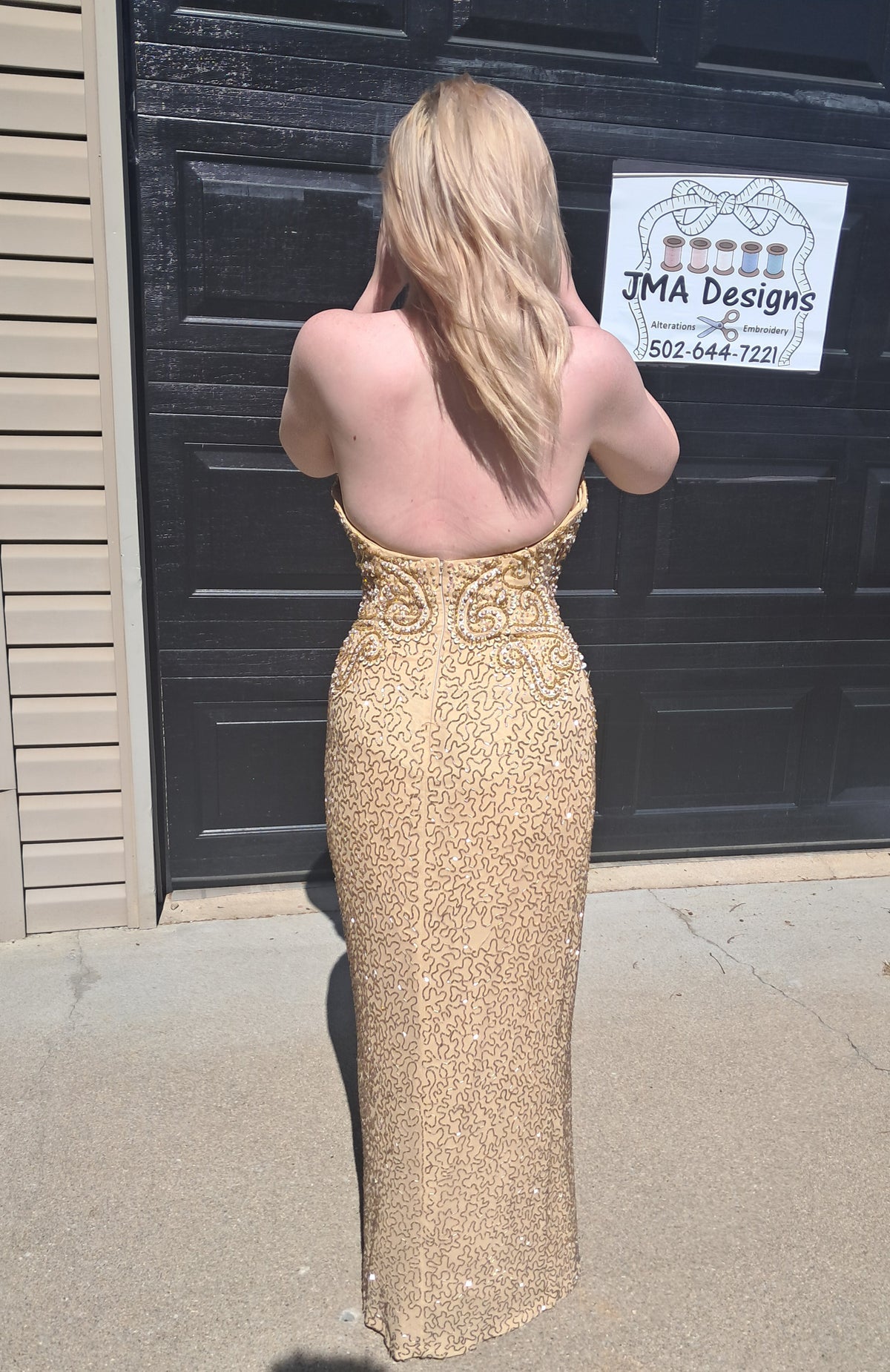 40 Vintage Alyce Designs Gold beaded Dress