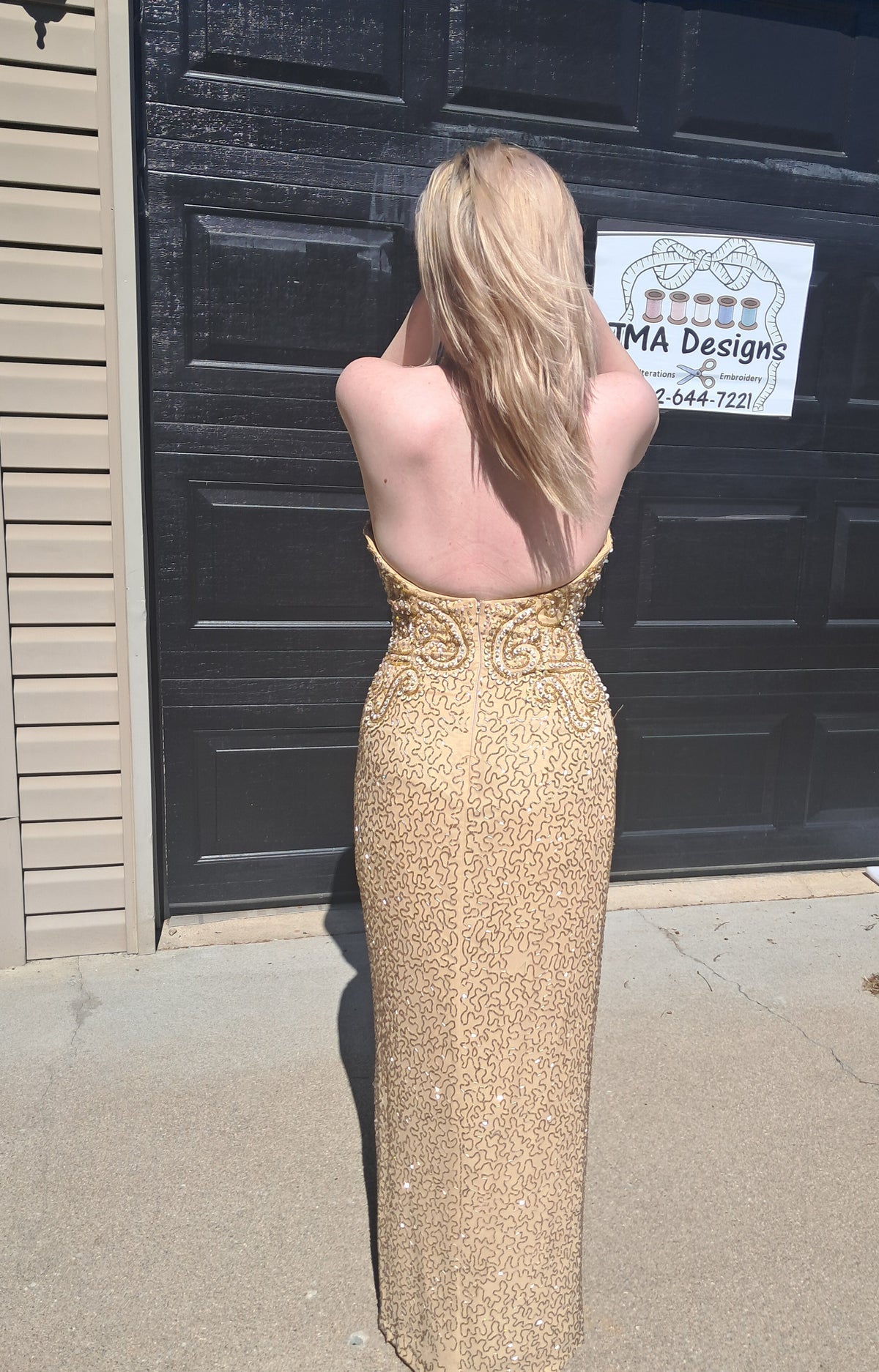 40 Vintage Alyce Designs Gold beaded Dress