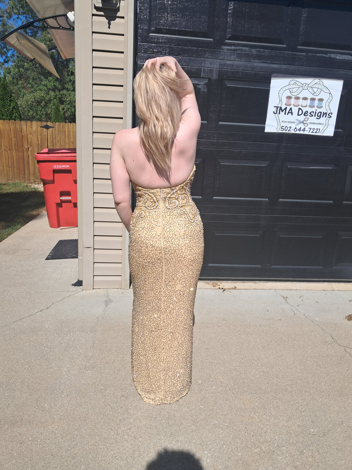40 Vintage Alyce Designs Gold beaded Dress