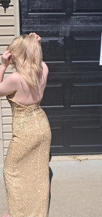 40 Vintage Alyce Designs Gold beaded Dress