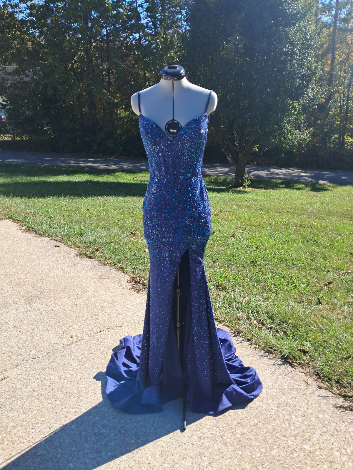 64 Navy Blue Rhine stoned dress