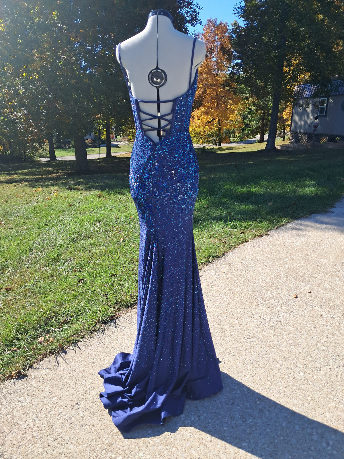 64 Navy Blue Rhine stoned dress