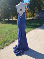 64 Navy Blue Rhine stoned dress