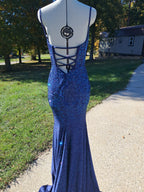 64 Navy Blue Rhine stoned dress