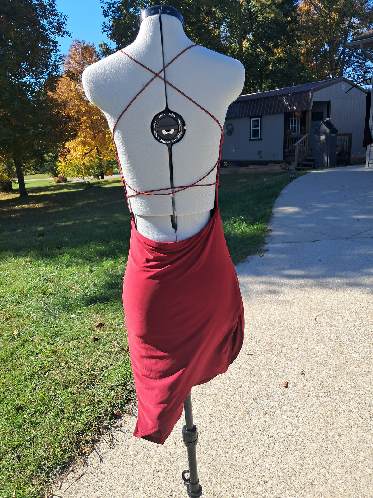 67 Maroon Spaghetti Strap Dress