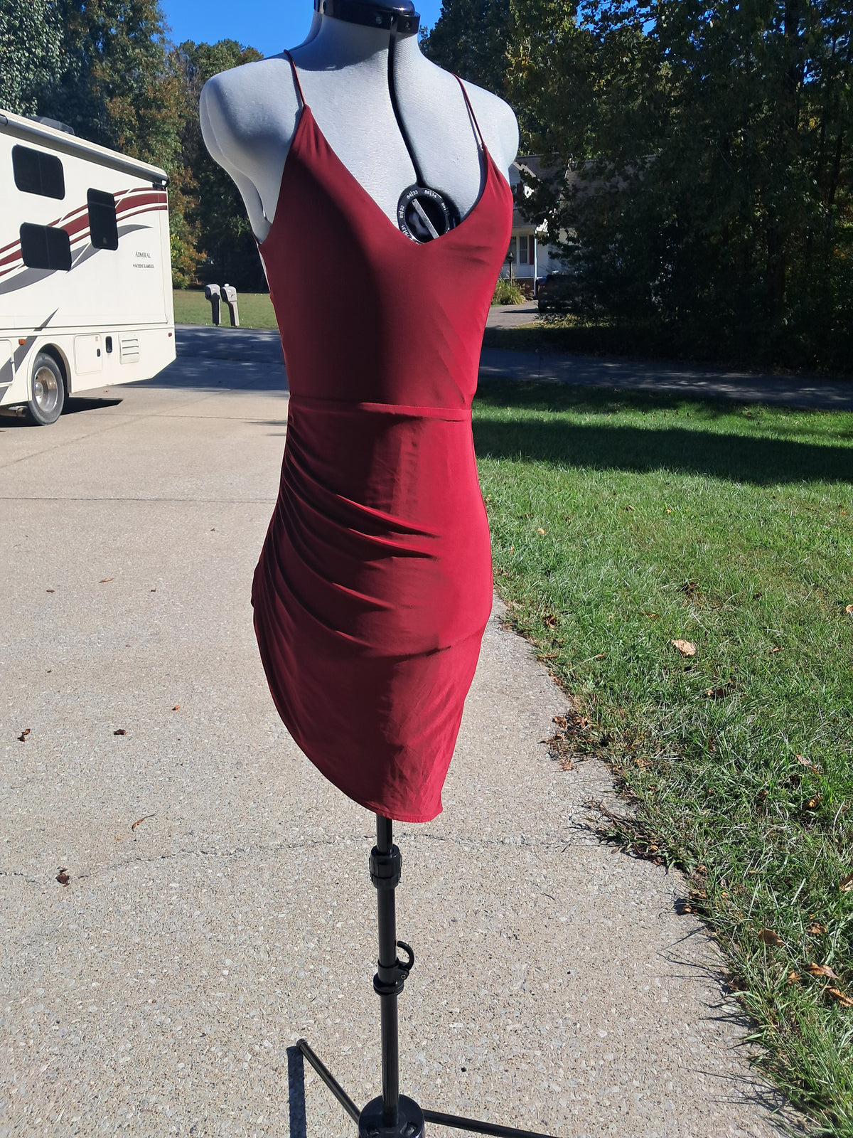 67 Maroon Spaghetti Strap Dress