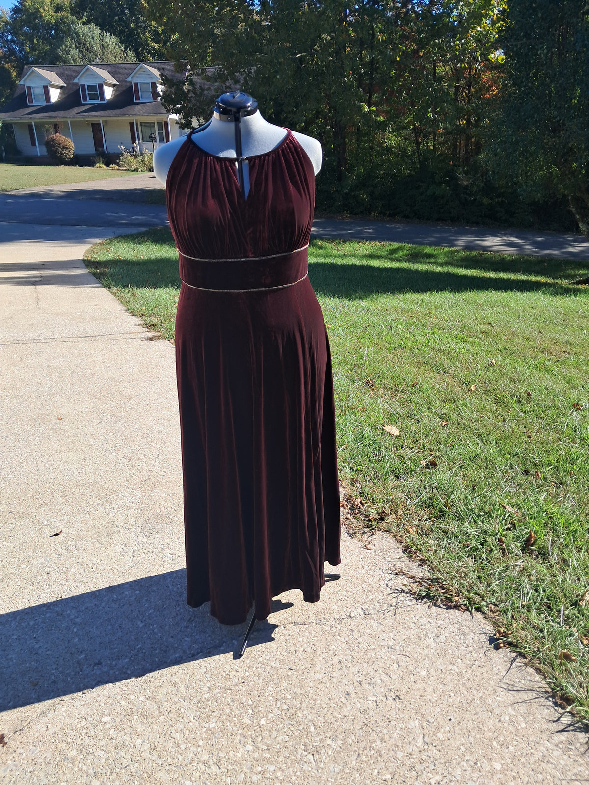 123 Velour Dress with modest slit