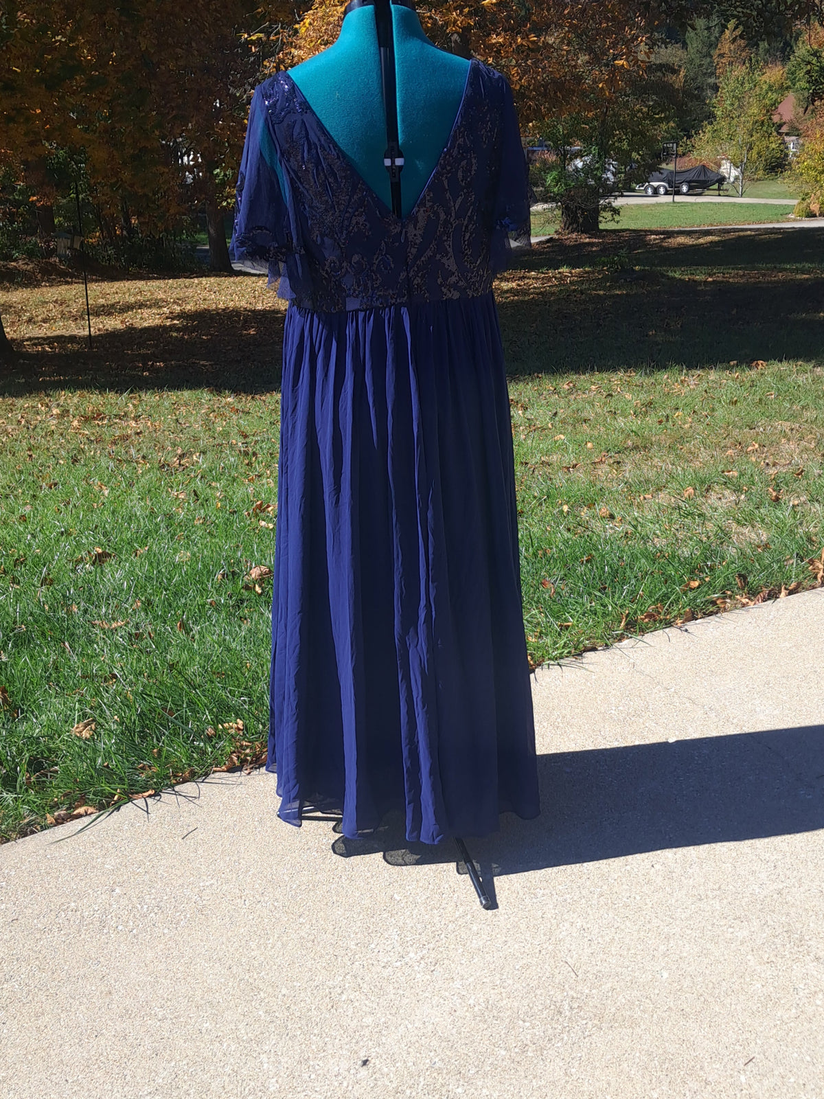125 Open Back, Blue Sequined Dress