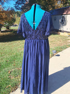 125 Open Back, Blue Sequined Dress