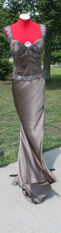 54 Chocolate Silky Beaded Gown