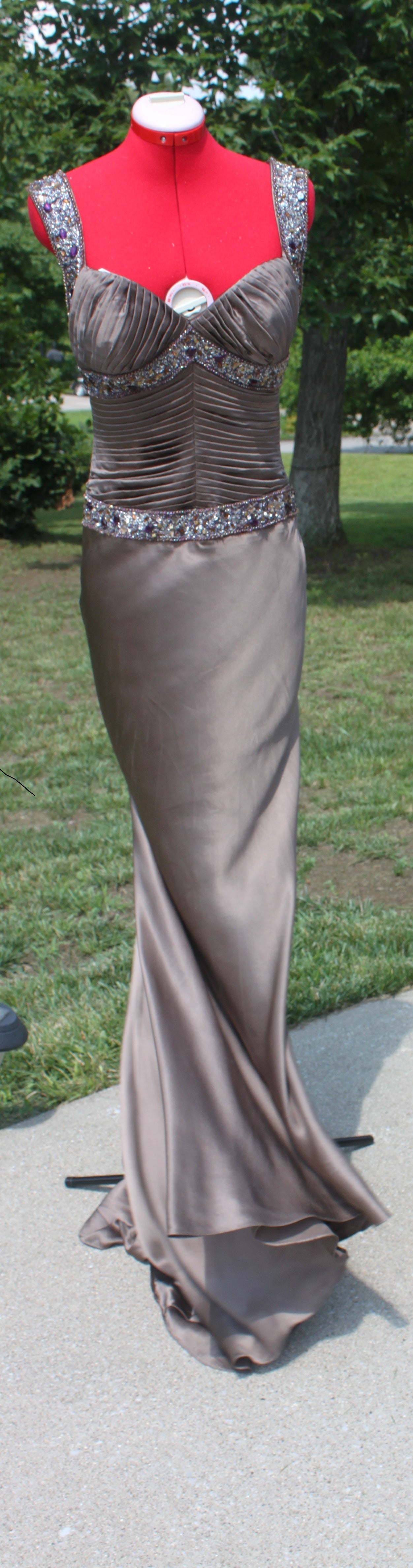 54 Chocolate Silky Beaded Gown