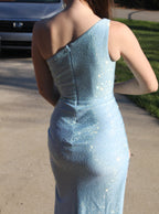 66 One-Shoulder Light Blue Dress