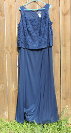 73 navy blue lace top dress