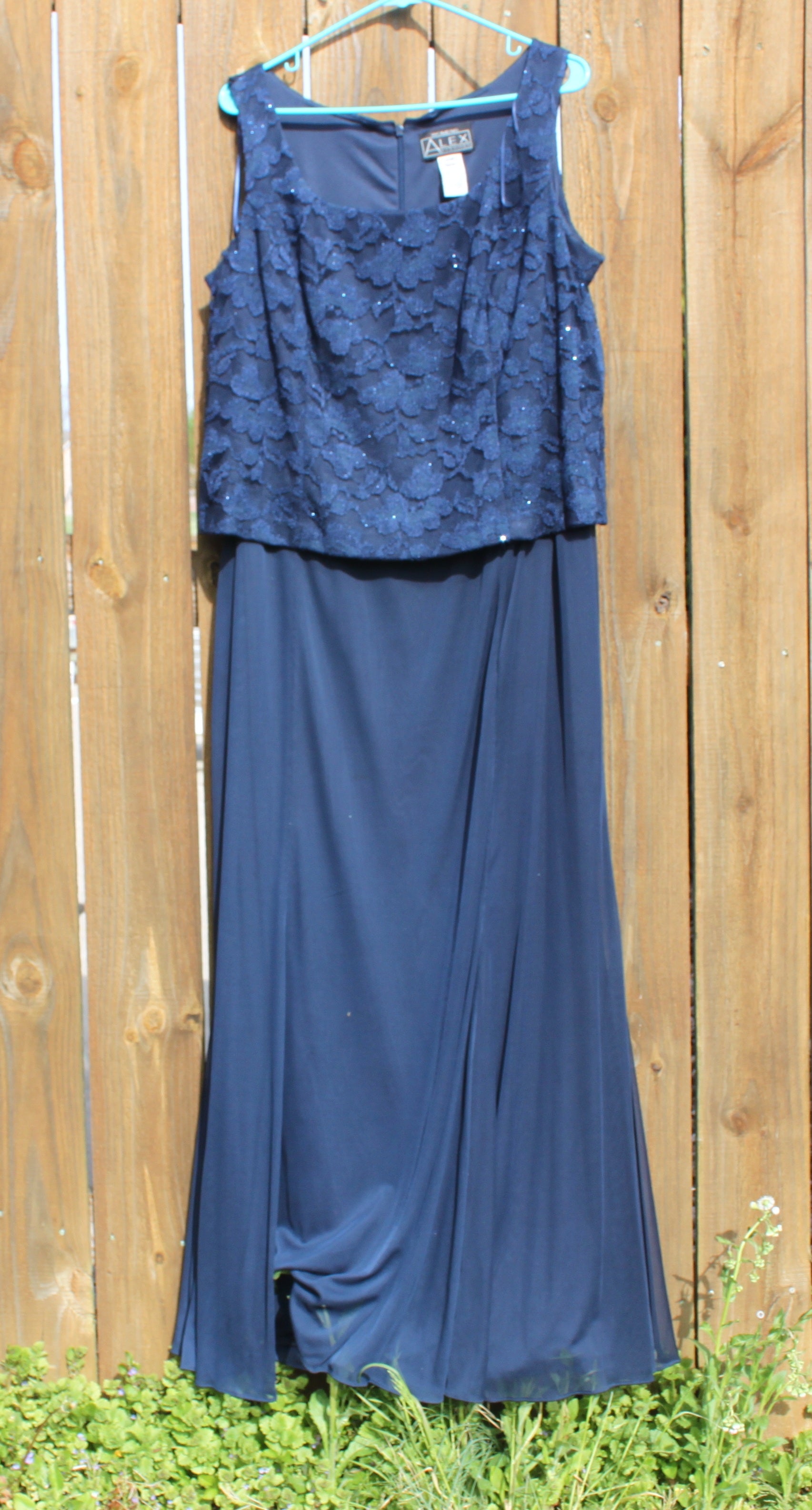 73 navy blue lace top dress