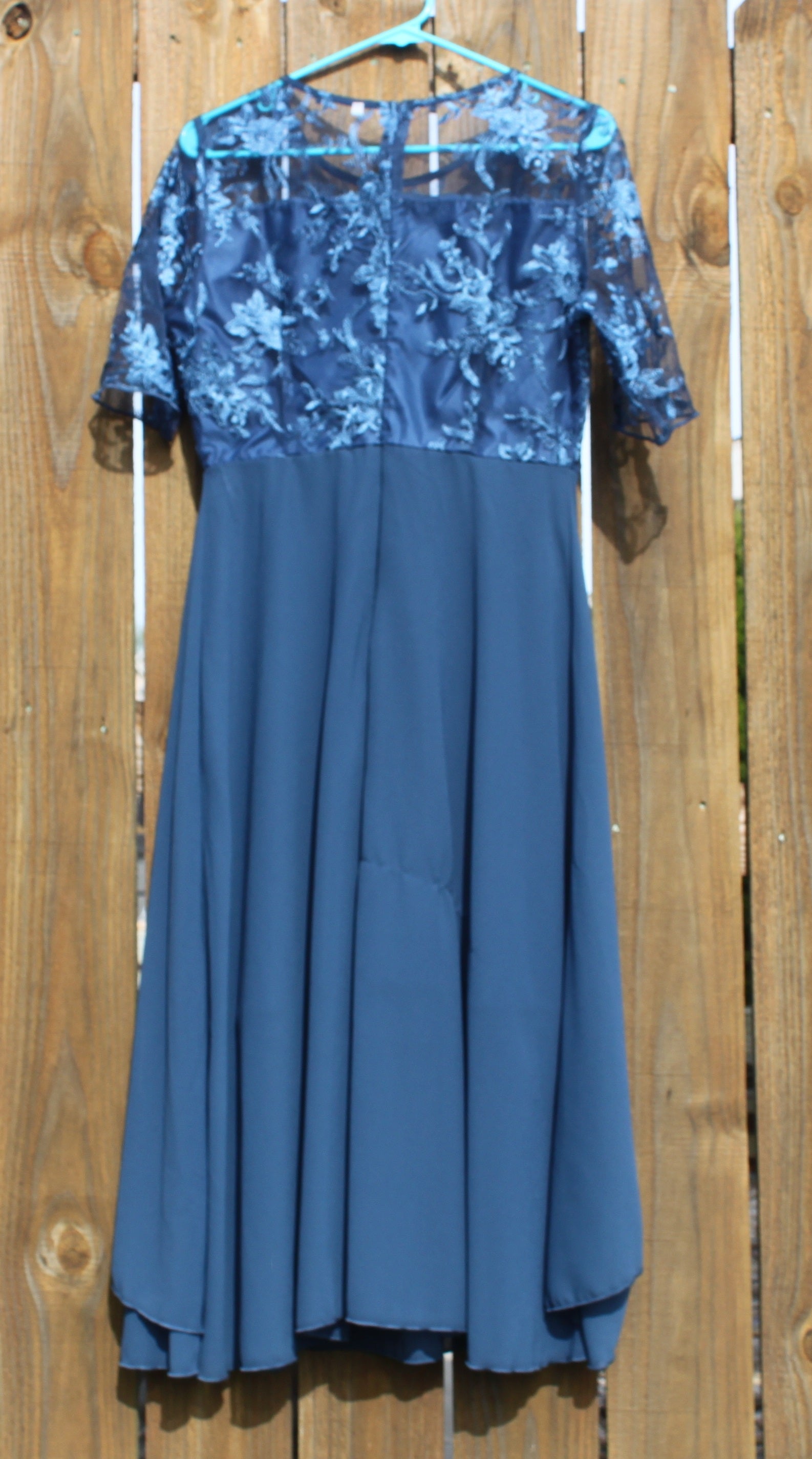 77 dark blue dress with lace top