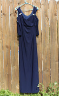79 navy-blue formal gown with broach
