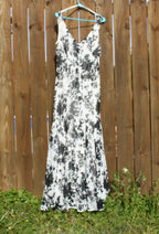 80 White dress with black floral pattern