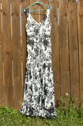 80 White dress with black floral pattern