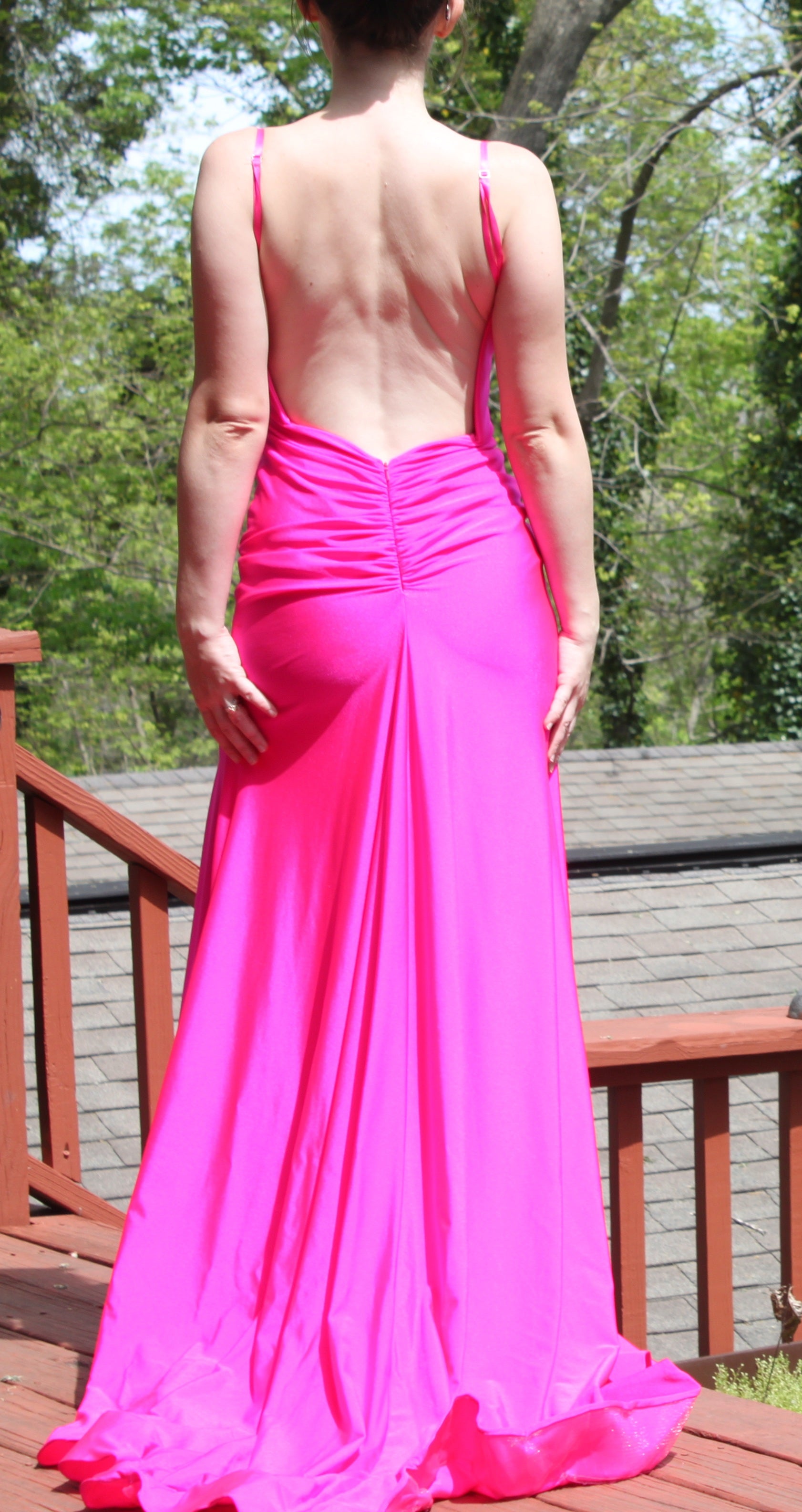 85 Hot Pink Spaghetti Strap Sherri Hill