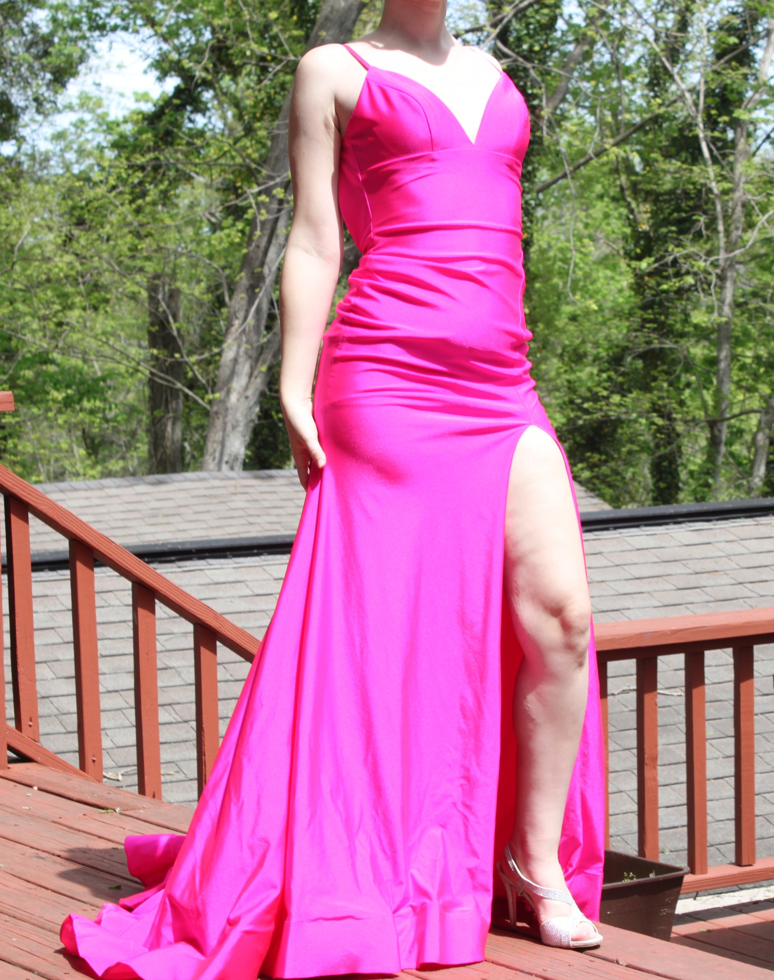 85 Hot Pink Spaghetti Strap Sherri Hill