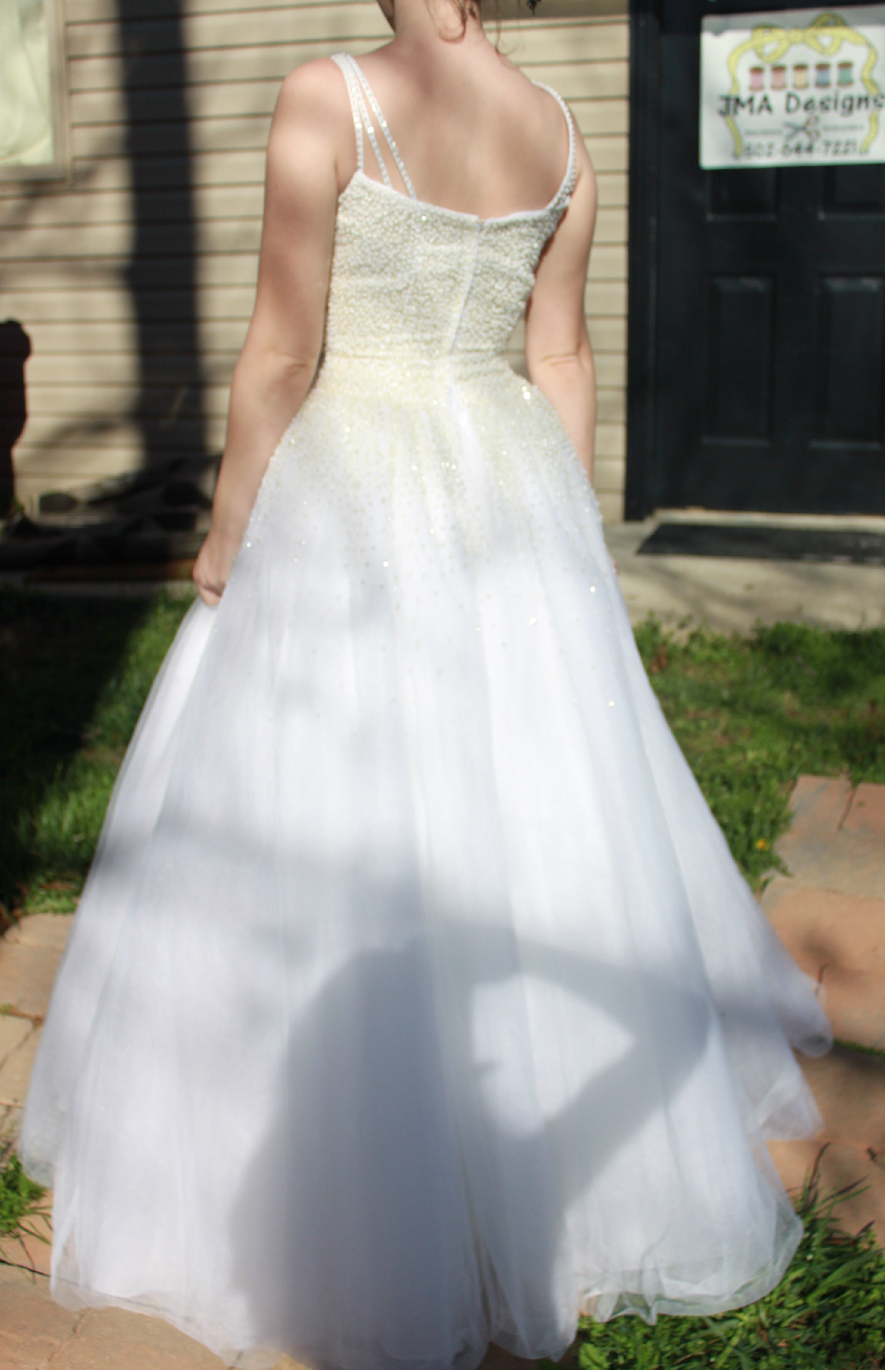 87 Sparkly bodice white dress