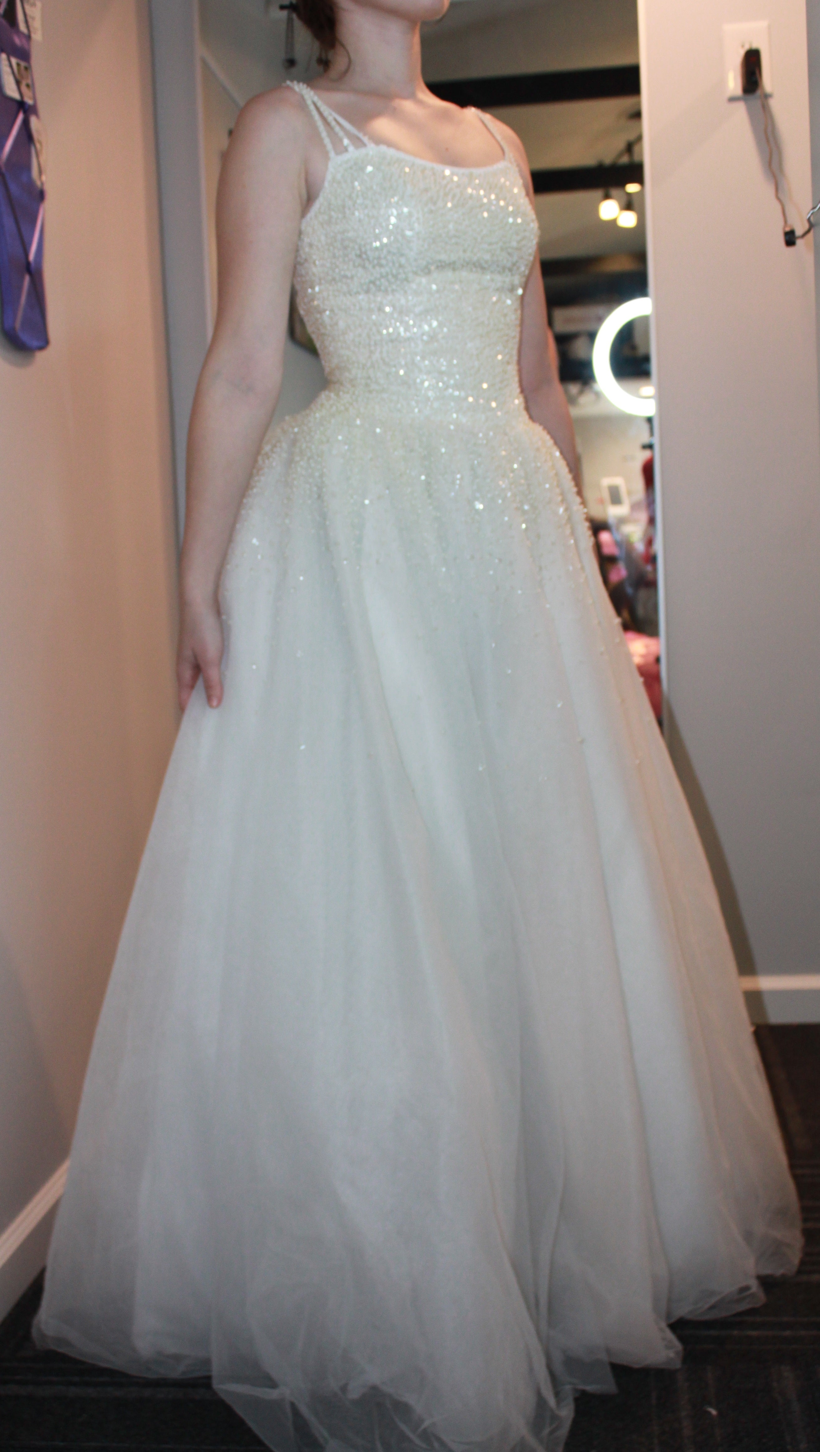 87 Sparkly bodice white dress