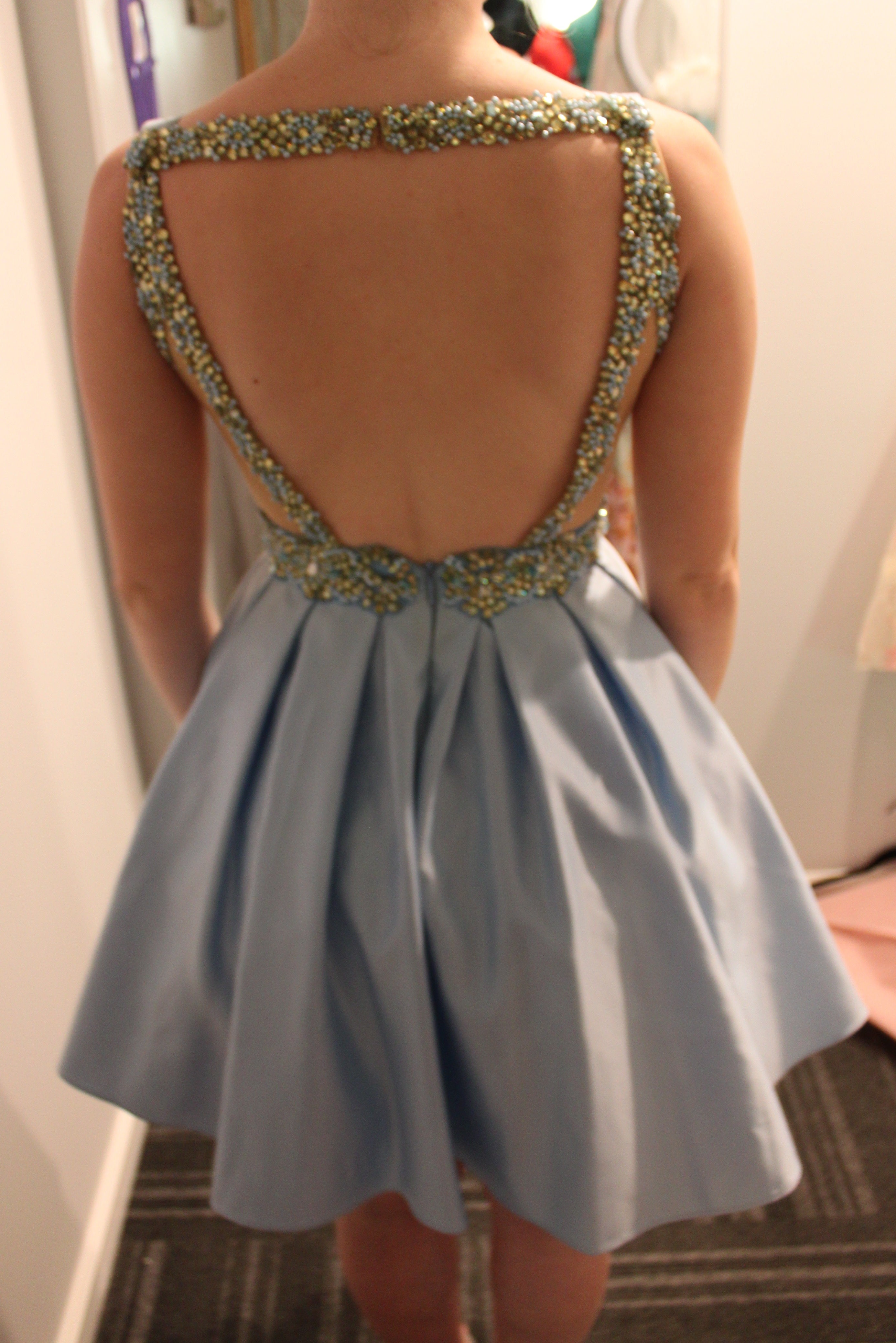 90 Short open back blue dress