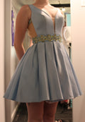 90 Short open back blue dress