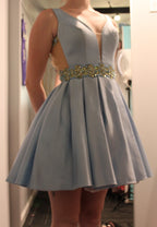 90 Short open back blue dress