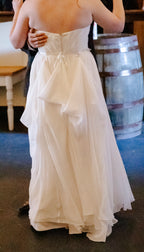 15 Flowy White Wedding Dress w/ Removable Sleeves