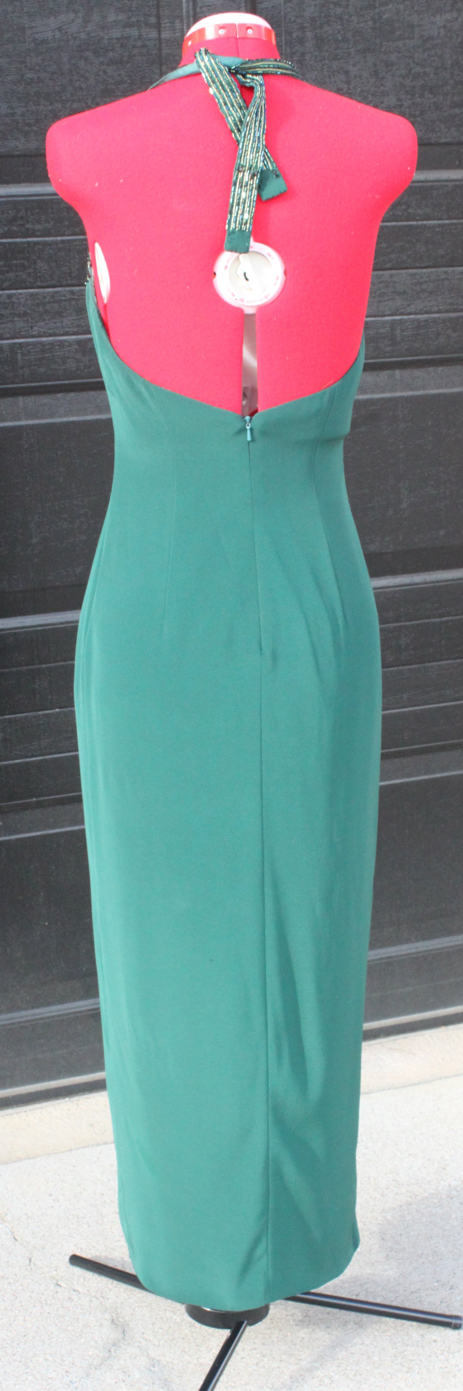 48 Fleur De Lis Beaded Green Halter Gown