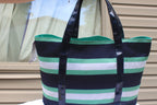 B06 Striped Green/Blue Tote Bag