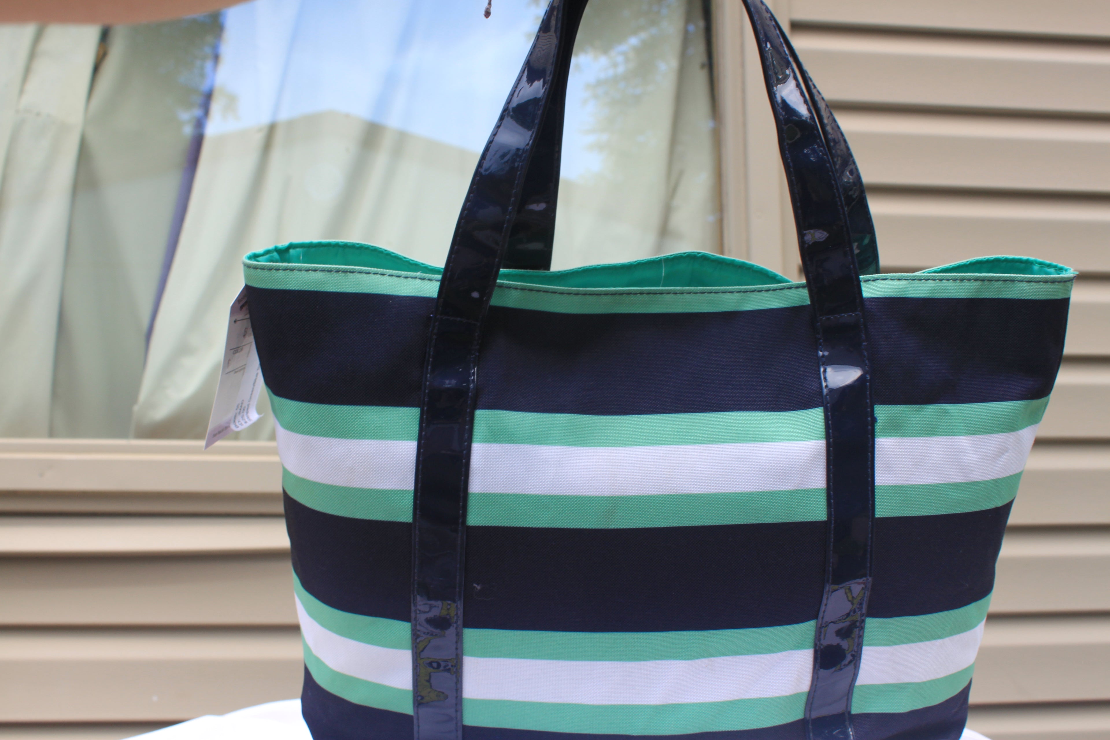 B06 Striped Green/Blue Tote Bag