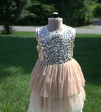 104 Glitter Layered Kids Dress