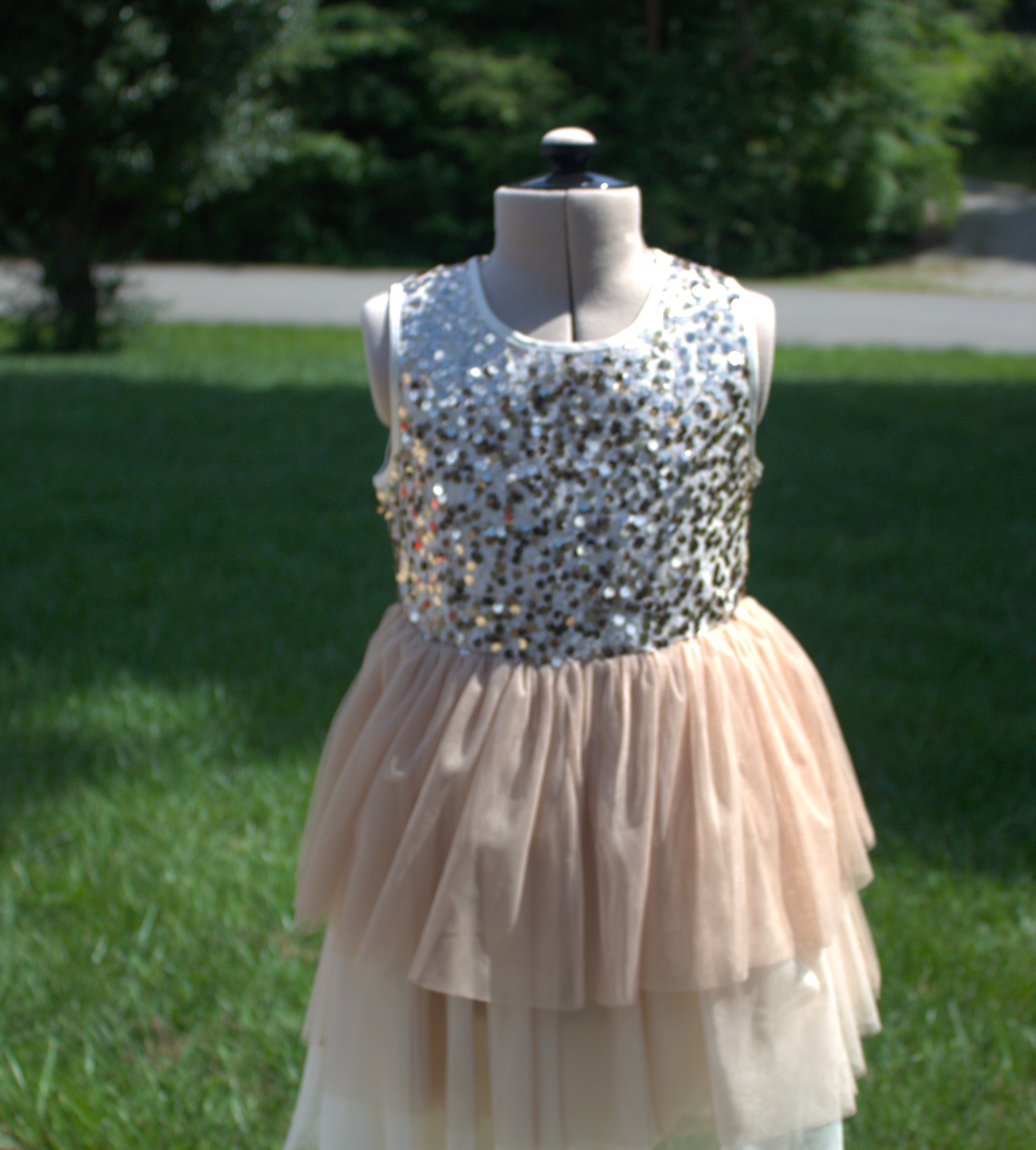 104 Glitter Layered Kids Dress