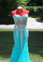56 Teal Mermaid Shimmer Gown