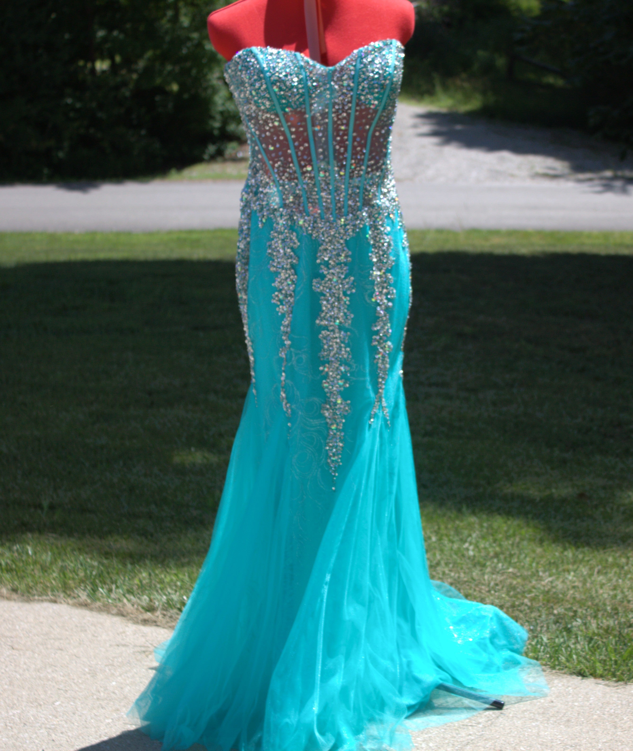 56 Teal Mermaid Shimmer Gown