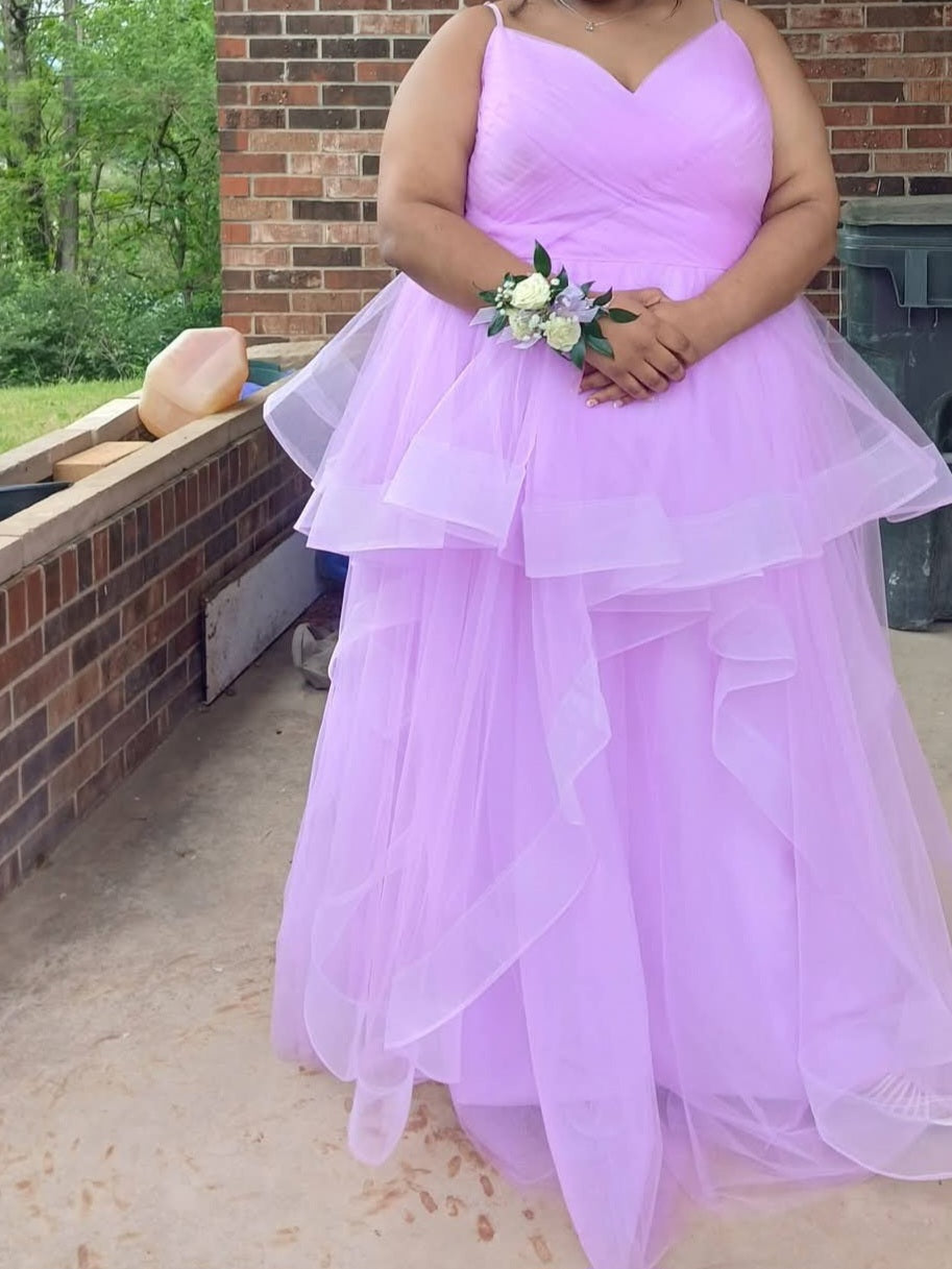 93 Light Pink Ruffled prom dress