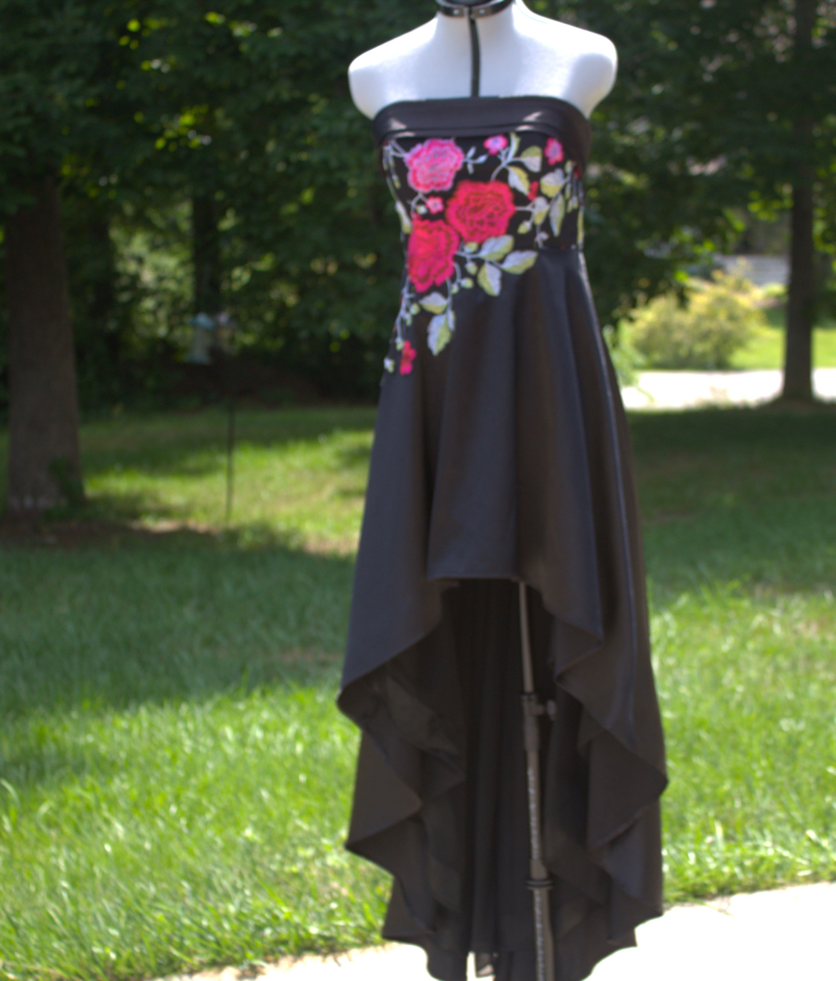 99 Strapless Embroidered Floral High Low Formal Dress
