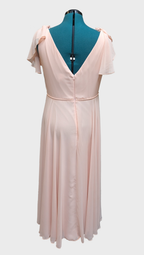 35 Peach Wrap Bodice Bridesmaid dress