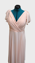 35 Peach Wrap Bodice Bridesmaid dress
