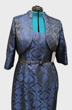 10 Alex Evenings Blue on Black Brocade w/ jacket