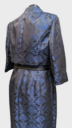 10 Alex Evenings Blue on Black Brocade w/ jacket